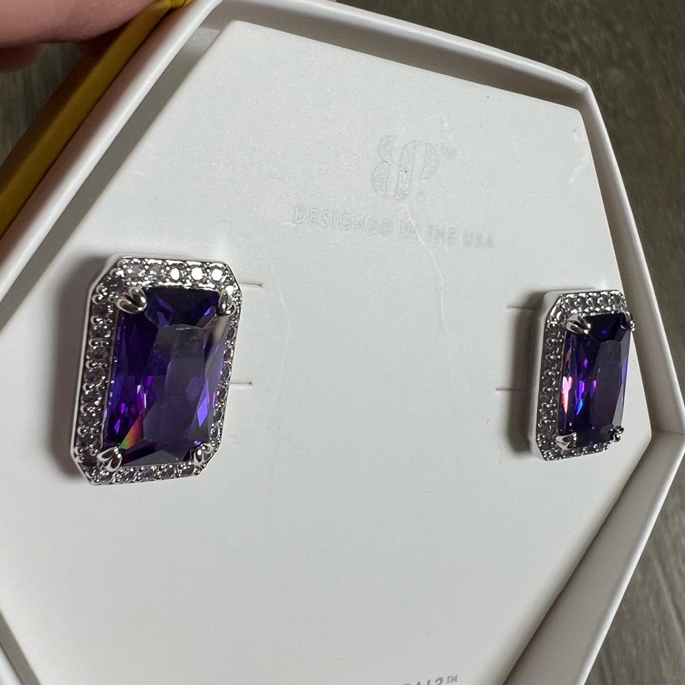BP purple cz stud earrings Regal in every way
